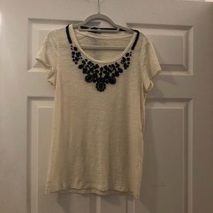 LOFT Beaded Cream Tee